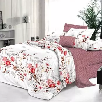 Постельное белье 2-спальное, простыня 180х215 см, 2 наволочки 70х70 см, пододеяльник 175х215 см, Butterfly, поплин, Патрисия