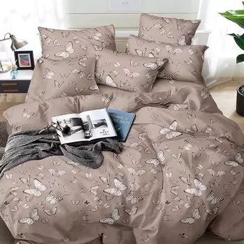 Постельное белье 2-спальное, простыня 180х220 см, 2 наволочки 70х70 см, пододеяльник 175х215 см, Солнечный дом, полисатин, Летнее утро 3364С