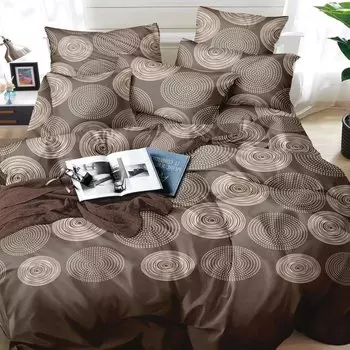 Постельное белье 2-спальное, простыня 180х220 см, 2 наволочки 70х70 см, пододеяльник 175х215 см, Солнечный дом, полисатин, Натуральность 22342