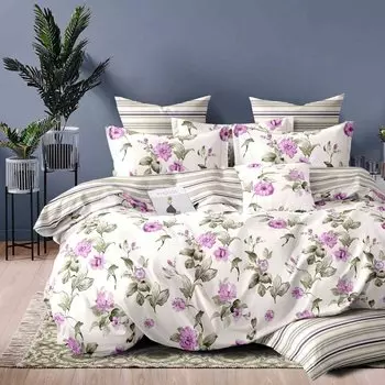 Постельное белье 2-спальное, простыня 200х220 см, 2 наволочки 70х70 см, пододеяльник 175х215 см, Cleo, поплин, коллекция Pure Cotton, 20/237-PC