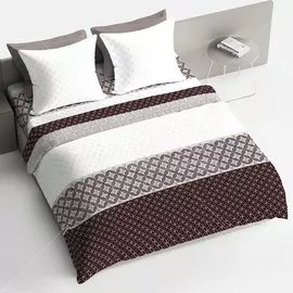 Постельное белье Bravo 2-спальное поплин (простыня 220х215 см, 2 наволочки 70х70 см или 50х70 см, пододеяльник 175х215см) Мокко 4077-1
