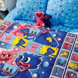 Постельное белье детское 1.5-спальное, простыня 150 х 214/215 см, 2 наволочки 50х70 см, пододеяльник 145х215 см, Ночь нежна, бязь, Хаги Ваги