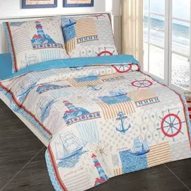 Постельное белье детское поплин (простыня 214x150 см, 2 наволочки 70x70 см, пододеяльник 215x145 см) АртПостель Капитан