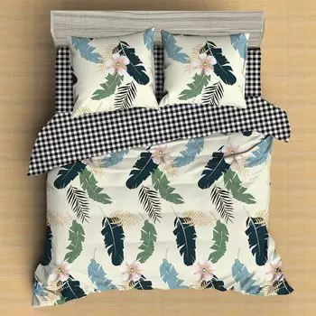 Постельное белье евростандарт, простыня 200х210 см, 2 наволочки 70х70 см, пододеяльник 200х215 см, Майская ночь, полисатин, Tropic