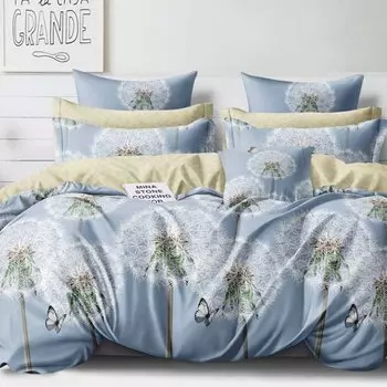 Постельное белье евростандарт, простыня 215х240 см, 2 наволочки 50х70 см, пододеяльник 200х215 см, Butterfly, сатин, 2257