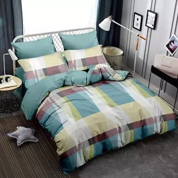 Постельное белье евростандарт, простыня 215х240 см, 2 наволочки 70х70 см, 2 наволочки 50х70 см, пододеяльник 200х220 см, Buenas Noches, сатин, Staccato в подар.уп