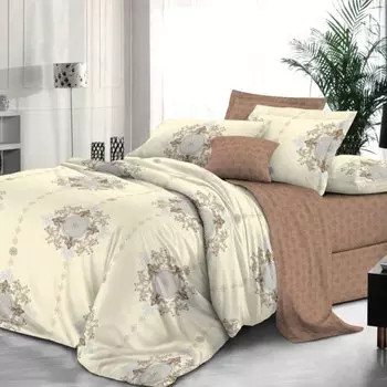 Постельное белье евростандарт, простыня 215х240 см, 2 наволочки 70х70 см, пододеяльник 200х215 см, Butterfly, поплин, Манфред