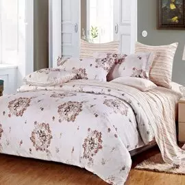 Постельное белье евростандарт, простыня 220х240 см, 2 наволочки 70х70 см, 2 наволочки 50х70 см, пододеяльник 200х220 см, Cleo, поплин, коллекция Pure Cotton, Рure Cotton 31/176-PC