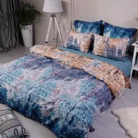 Постельное белье евростандарт, простыня 220х240 см, 2 наволочки 70х70 см, пододеяльник 200х220 см, Ночь нежна, поплин, коллекция Фреска, 70212-1+620