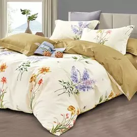 Постельное белье евростандарт, простыня 230х250 см, 2 наволочки 70х70 см, 2 наволочки 50х70 см, пододеяльник 200х220 см, Cleo, сатин, коллекция Satin de Luxe, 31/0038-SK