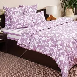Постельное белье Ночь нежна 1.5-спальное поплин (простыня 150х220 см, 2 наволочки 70х70 см, пододеяльник 145х215 см) Нежный силуэт 7533-2+7534-2 лиловый
