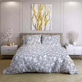 Постельное белье Ночь нежна 1.5-спальное поплин (простыня 150х220 см, 2 наволочки 70х70 см, пододеяльник 145х215 см) Нежный силуэт серый 7533-1+7534-1