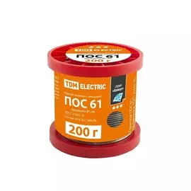 Припой POS61, проволка, TDM Electric, Алмаз, 200 г, диаметр 1 мм, катушка, ГОСТ 21931-76, SQ1025-0314/