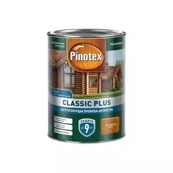 Пропитка Pinotex, Classic Plus, для дерева, антисептик, лиственница, 0.9 л
