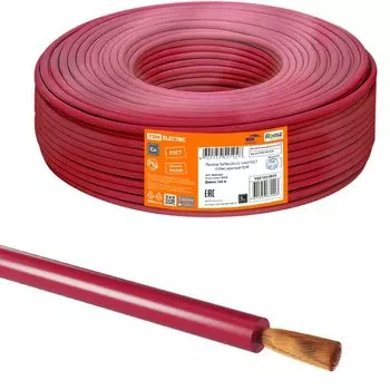 Провод ПуГВнг(А)-LS, 1х4 мм, 100 м, медь, ГОСТ, красный, TDM Electric, SQ0124-0843