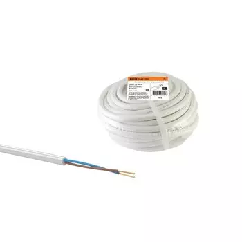 Провод ПВС, 2х1 мм, 20 м, медь, гибкий, ГОСТ, белый, TDM Electric, SQ0118-0018