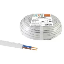 Провод ШВВП, 2х0.5 мм², 10 м, соединительный, белый, TDM Electric, Народный, SQ0120-0151