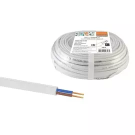 Провод ШВВП, 2х0.75 мм, 10 м, соединительный, белый, TDM Electric, Народный, SQ0120-0152