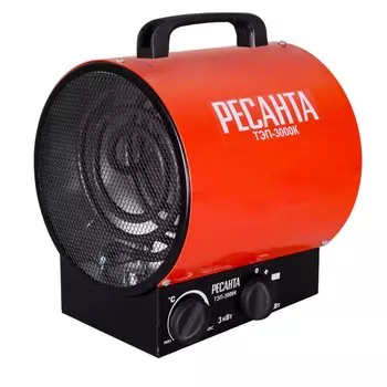 Пушка тепловая электрическая, Ресанта, ТЭП-3000К, 3 кВт, 300 м/ч, ТЭН, 3 режима, круглая, 67/1/8