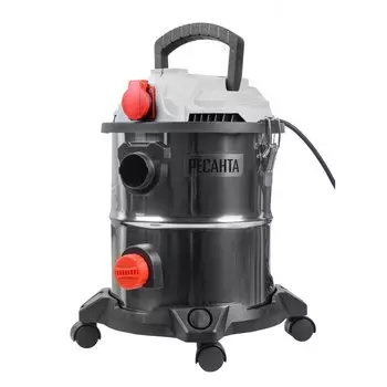 Пылесос строительный, Ресанта, ПС-1500/20, 1500 Вт, 20 л, сухая и влажная уборка, 144 м/ч, 40 л/сек, 75/19/1
