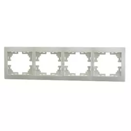 Рамка четырехпостовая, горизонтальная, керамика, кремовая, со вставкой, Lezard, Mira, 701-0300-149