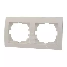 Рамка двухпостовая, горизонтальная, керамика, белая, Lezard, Deriy, 702-0200-147