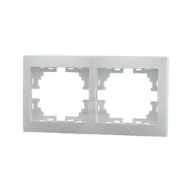 Рамка двухпостовая, горизонтальная, керамика, белая, с белой вставкой, Lezard, Mira, 701-0200-147