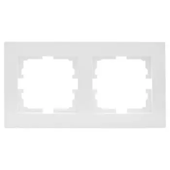 Рамка двухпостовая, горизонтальная, пластик, белая, без вставки, Lezard, Vesna, 742-0200-147