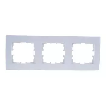 Рамка трехпостовая, горизонтальная, пластик, белая, без вставки, Lezard, Karina, 707-0200-148