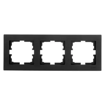 Рамка трехпостовая, горизонтальная, пластик, черный бархат, без вставки, Lezard, Vesna, 742-4200-148