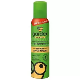 Репеллент от комаров, аэрозоль, с алое вера, Gardex, Family, 150 мл