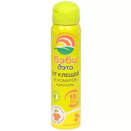 Репеллент от комаров, клещей, аэрозоль, для обработки одежды с 2-х лет, для детей, Бэби Дэта, 100 мл