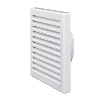 Решетка вентиляционная ABS пластик, приточно-вытяжная, 160х160 мм, с фланцем 100 мм, белая, Viento, Серия К, 160/100К