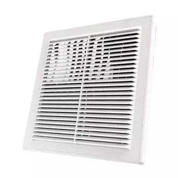Решетка вентиляционная ABS пластик, вытяжная, 150х150 мм, с сеткой, с рамкой, с защитой от обратной тяги, белая, Viento, 1515ВР-ОК