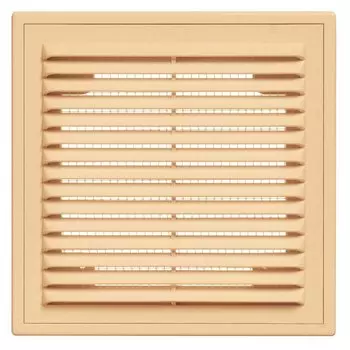 Решетка вентиляционная пластик, настенная, 210х210 мм, с сеткой, бежевая, Viento, 2121ВР