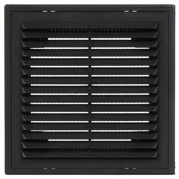Решетка вентиляционная пластик, вытяжная, 150х150 мм, с сеткой, с рамкой, графит, Viento, Серия ВР