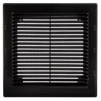Решетка вентиляционная пластик, вытяжная, 250х250 мм, с сеткой, черная, Viento