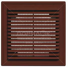 Решетка вентиляционная пластик, разъемная, 210х210 мм, с сеткой, коричневая, Viento, 2121ВР