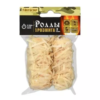 Роллы для розжига Boyscout, 61138, 2 шт, для мангалов, барбекю, каминов и печей, 61138