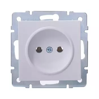 Розетка 1 гнездо, без заземления, 16 А, 220 В, пластик, IP20, белая, ПБТ, Lezard, Vesna, 742-0288-121B