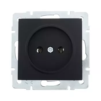 Розетка 1 гнездо, без заземления, 16 А, 220 В, пластик, IP20, черный бархат, ПБТ, Lezard, Vesna, 742-4288-121B