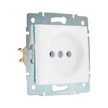 Розетка 1 гнездо, без заземления, 16 А, 250 В, пластик, IP20, белая, ПБТ, Lezard, Karina, 707-0288-121B