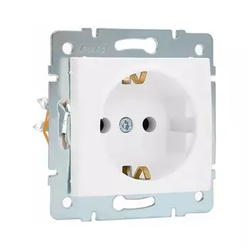 Розетка 1 гнездо, с заземлением, 10 А, 250 В, пластик, IP20, белая, ПБТ, Lezard, Karina, 707-0288-122B