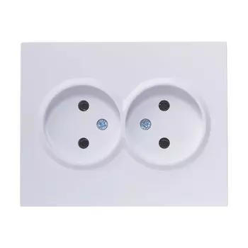 Розетка 2 гнезда, без заземления, 16 А, 220 В, пластик, IP20, белая, ПБТ, Lezard, Vesna, 742-0200-128B