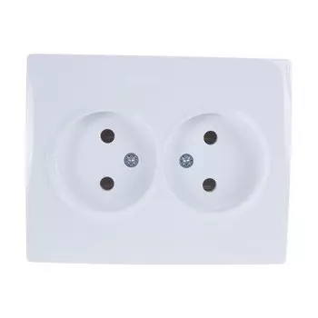 Розетка 2 гнезда, без заземления, пластик, IP20, белая, ПБТ, Lezard, Karina, 707-0200-128B