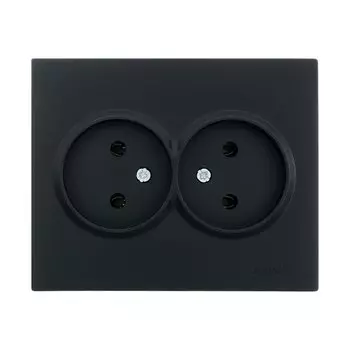 Розетка 2 гнезда, без заземления, пластик, IP20, черный бархат, ПБТ, Lezard, Vesna, 742-4200-128B
