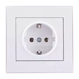 Розетка cкрытой установки одноместная Lezard Rain 703-0202-122 с заземлением, белая