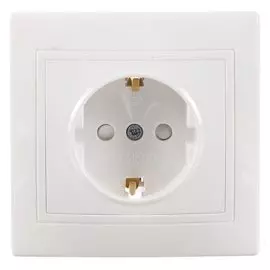 Розетка Евро скрытой установки, 1 гнездо, с заземлением, 16 А, с защитными шторками, керамика, белая, TDM Electric, Таймыр, SQ1814-0016
