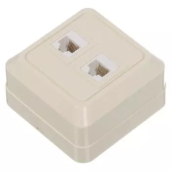 Розетка компьютерная открытой установки, 2 гнезда, 1 А, ABS пластик, IP20, слоновая кость, UNIVersal, RJ45, 1074