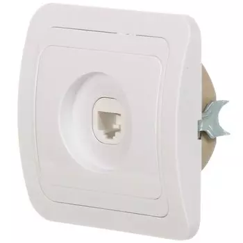 Розетка компьютерная скрытой установки, 1 гнездо, без заземления, 1 А, пластик, IP20, белая, RJ45, UNIVersal, Валери, В0035